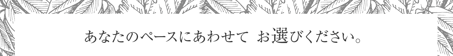 あなたのペースにあわせてお選びください。